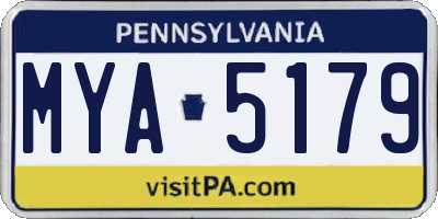 PA license plate MYA5179