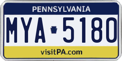 PA license plate MYA5180