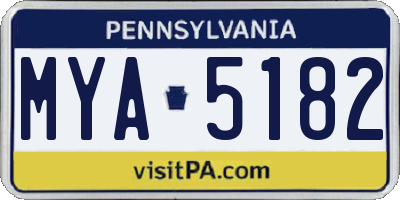 PA license plate MYA5182