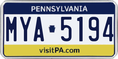 PA license plate MYA5194