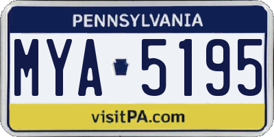 PA license plate MYA5195
