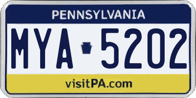 PA license plate MYA5202