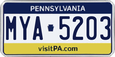PA license plate MYA5203
