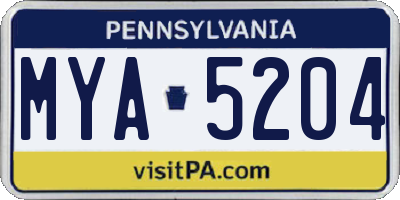 PA license plate MYA5204