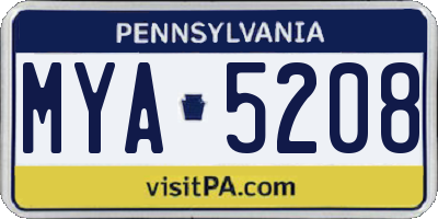 PA license plate MYA5208