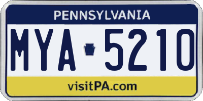 PA license plate MYA5210