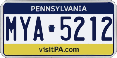 PA license plate MYA5212