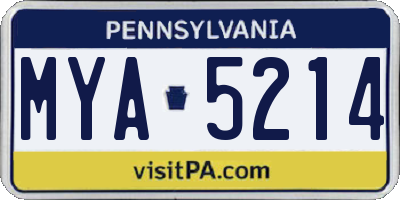 PA license plate MYA5214