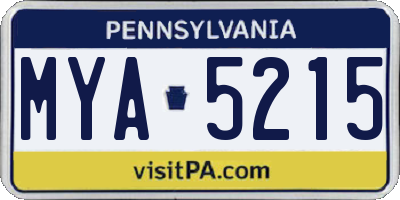 PA license plate MYA5215