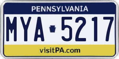 PA license plate MYA5217