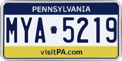 PA license plate MYA5219
