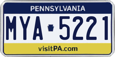 PA license plate MYA5221