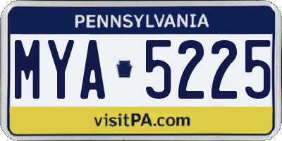 PA license plate MYA5225