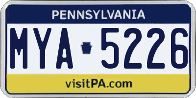 PA license plate MYA5226