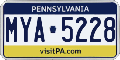 PA license plate MYA5228