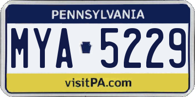 PA license plate MYA5229