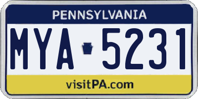 PA license plate MYA5231