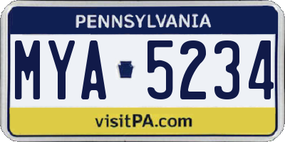 PA license plate MYA5234