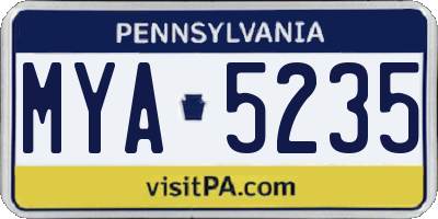 PA license plate MYA5235