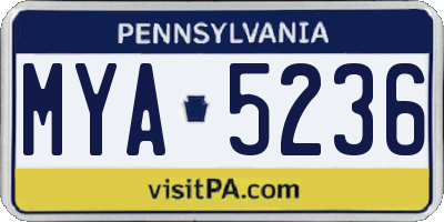 PA license plate MYA5236