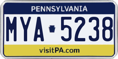 PA license plate MYA5238