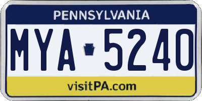 PA license plate MYA5240
