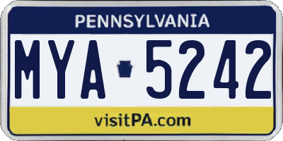 PA license plate MYA5242