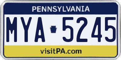 PA license plate MYA5245
