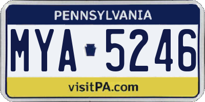 PA license plate MYA5246