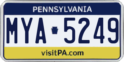 PA license plate MYA5249