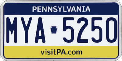 PA license plate MYA5250