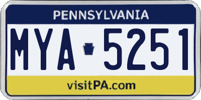 PA license plate MYA5251