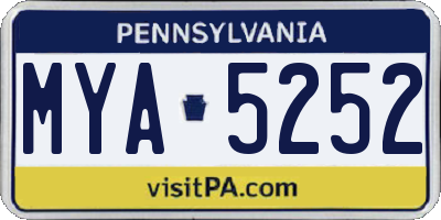 PA license plate MYA5252