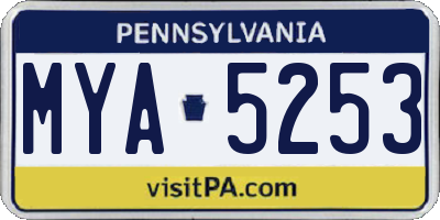 PA license plate MYA5253