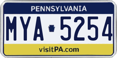 PA license plate MYA5254