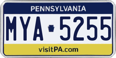 PA license plate MYA5255