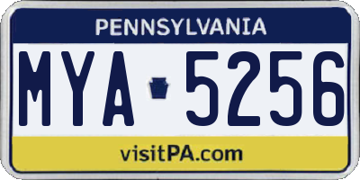 PA license plate MYA5256