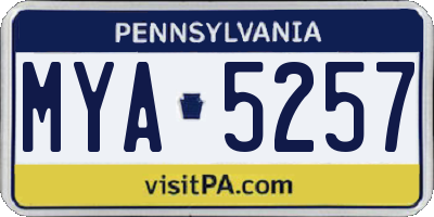 PA license plate MYA5257