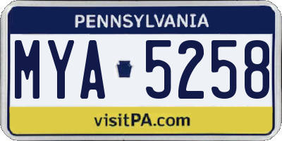 PA license plate MYA5258