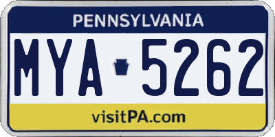 PA license plate MYA5262