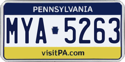 PA license plate MYA5263