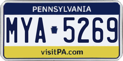 PA license plate MYA5269