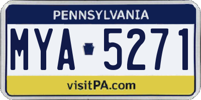 PA license plate MYA5271
