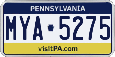 PA license plate MYA5275