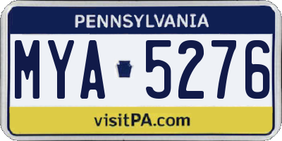 PA license plate MYA5276