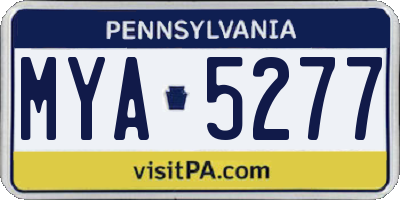 PA license plate MYA5277