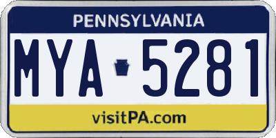PA license plate MYA5281