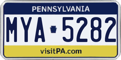 PA license plate MYA5282