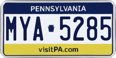 PA license plate MYA5285