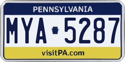 PA license plate MYA5287